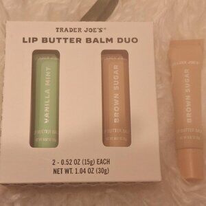 3 Trader Joe's Lip Butter Balm Duo -2 Brown Sugars & 1 Vanilla Mint Balms - BNIB
